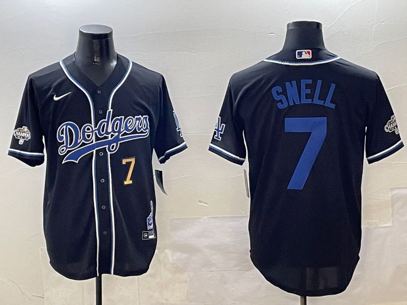 Men Los Angeles Dodgers 7 Snell Black Fashion Game 2025 Nike MLB Jersey style 30617